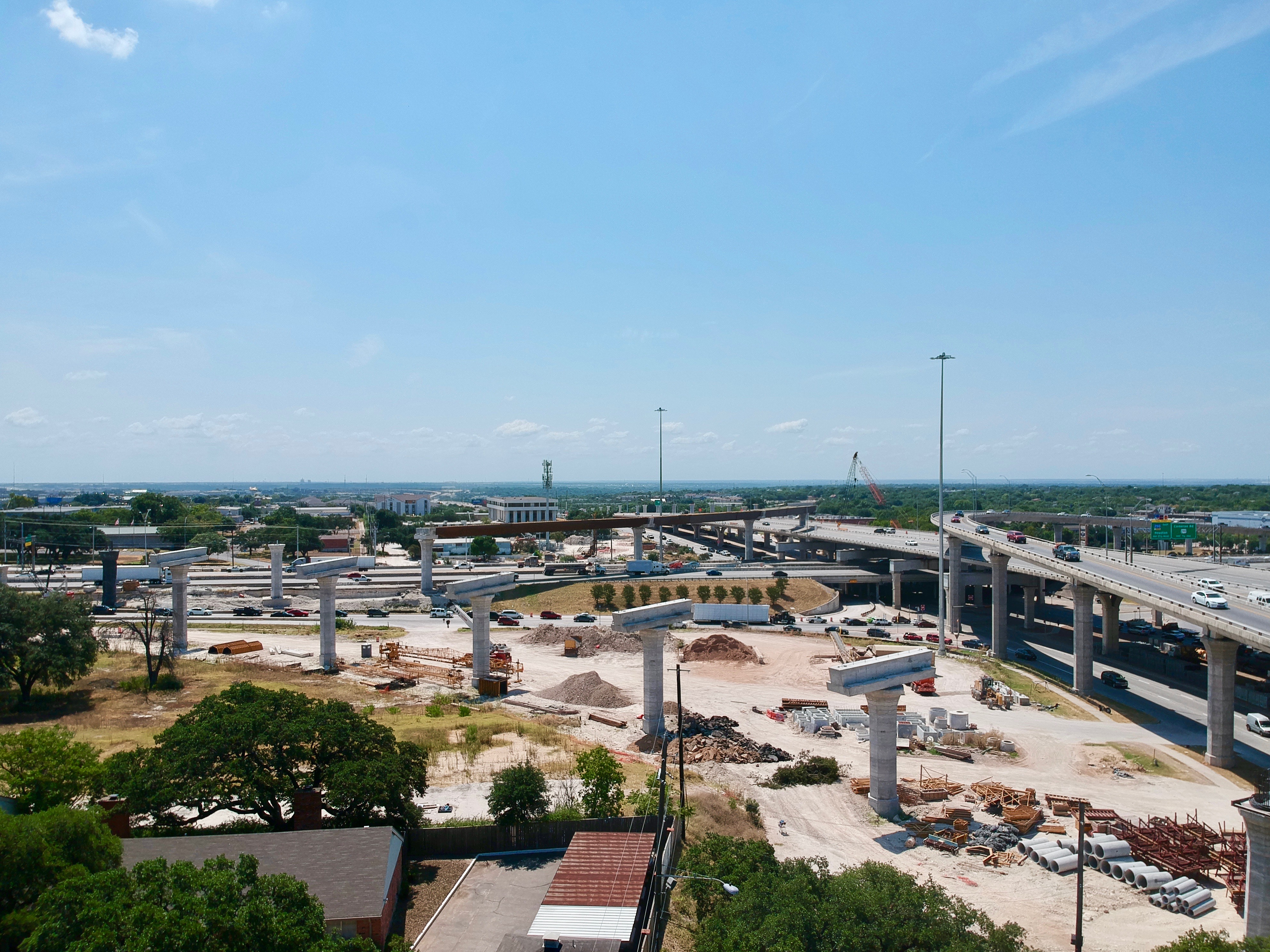 Southbound I-35 to northbound US 183 flyover progress – August 2019
